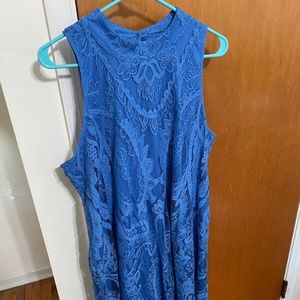 Xhilaration Blue Lace Mini Dress Keyhole Back